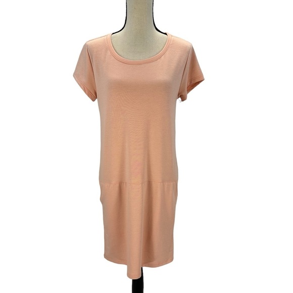 Caslon Short Sleeve Round Neck Tee Shirt Dress - Peach  - size XSmall - Picture 1 of 7